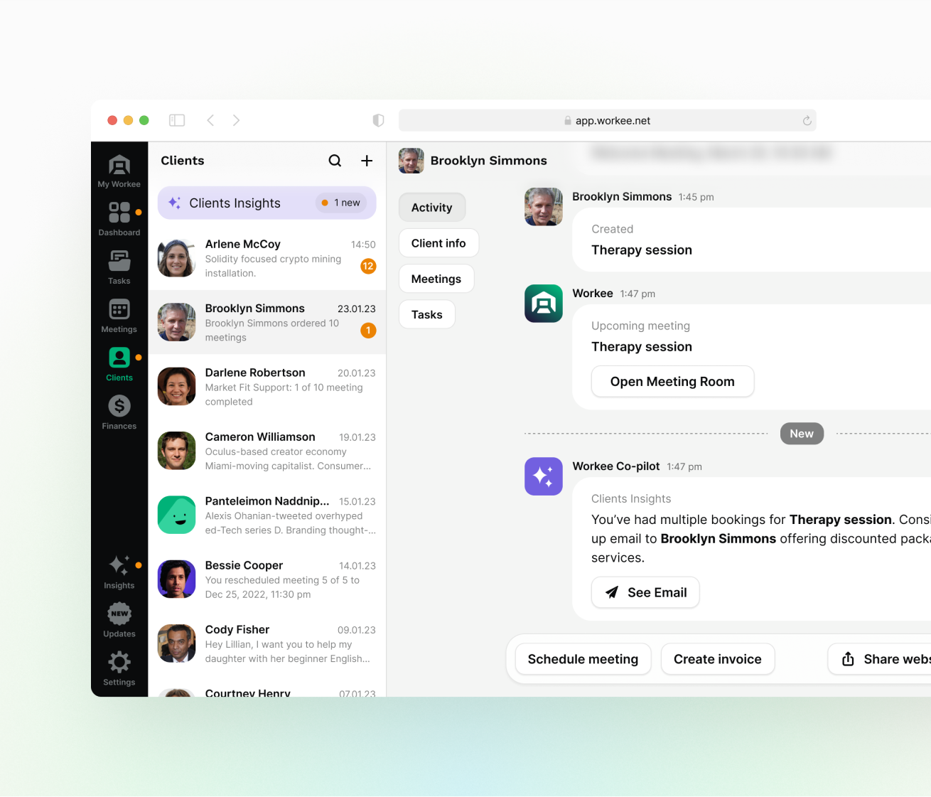 screenshot of Workee