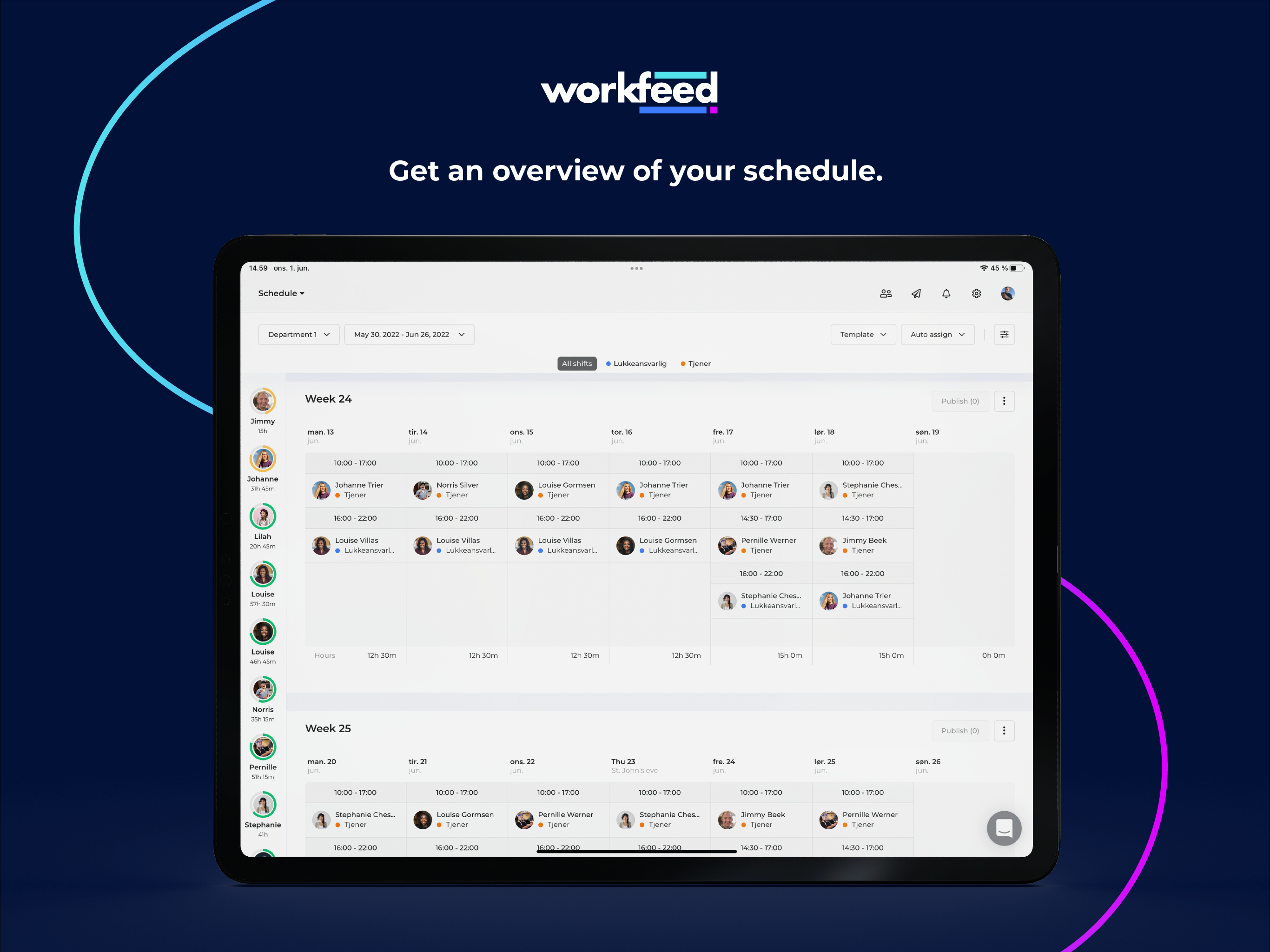 screenshot of Workfeed