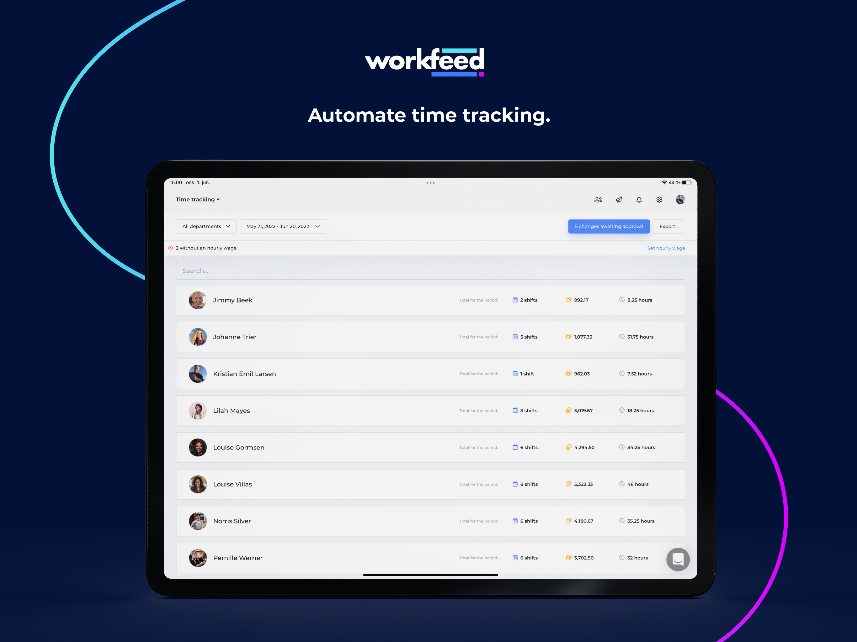 screenshot of Workfeed