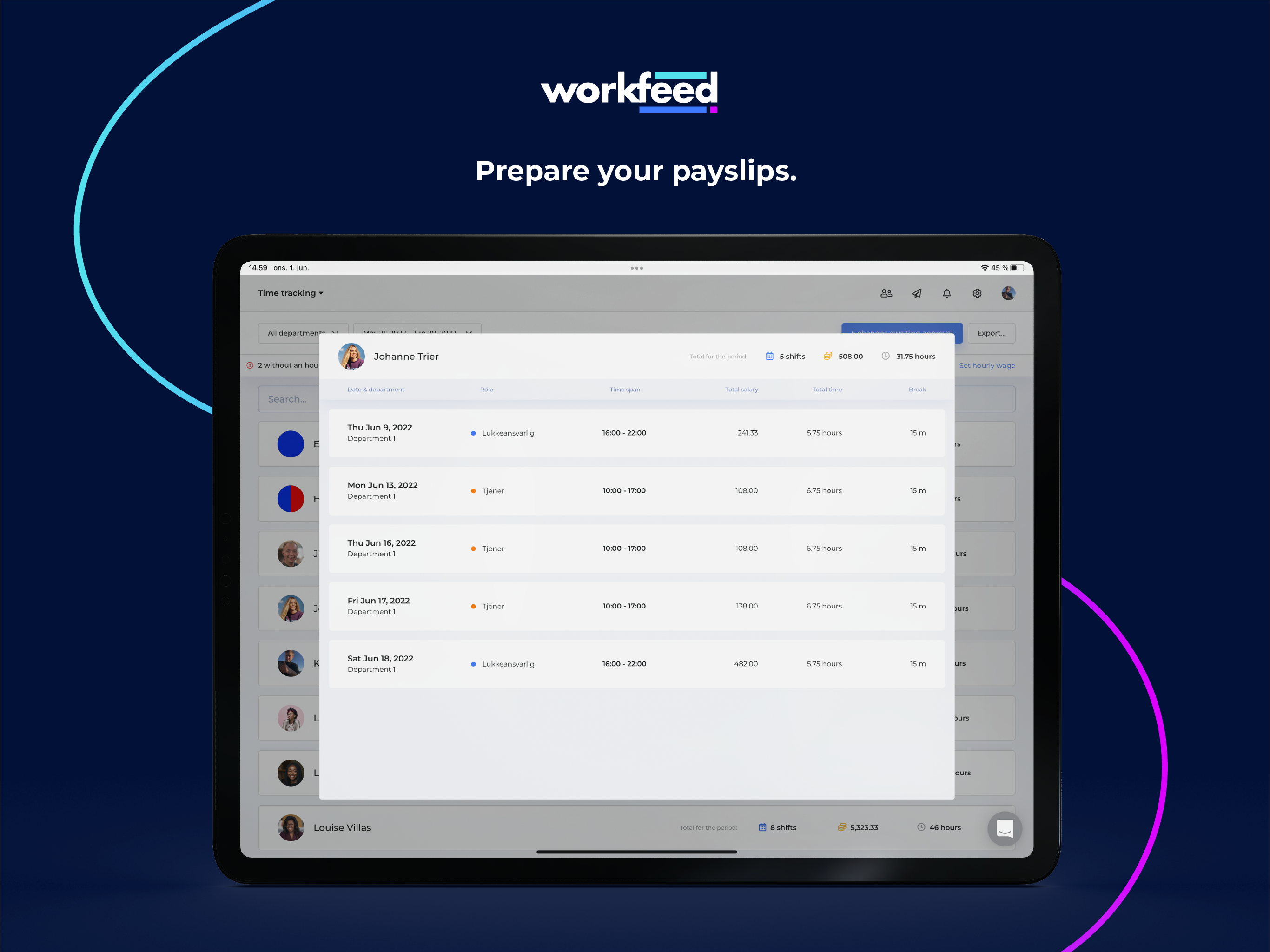screenshot of Workfeed
