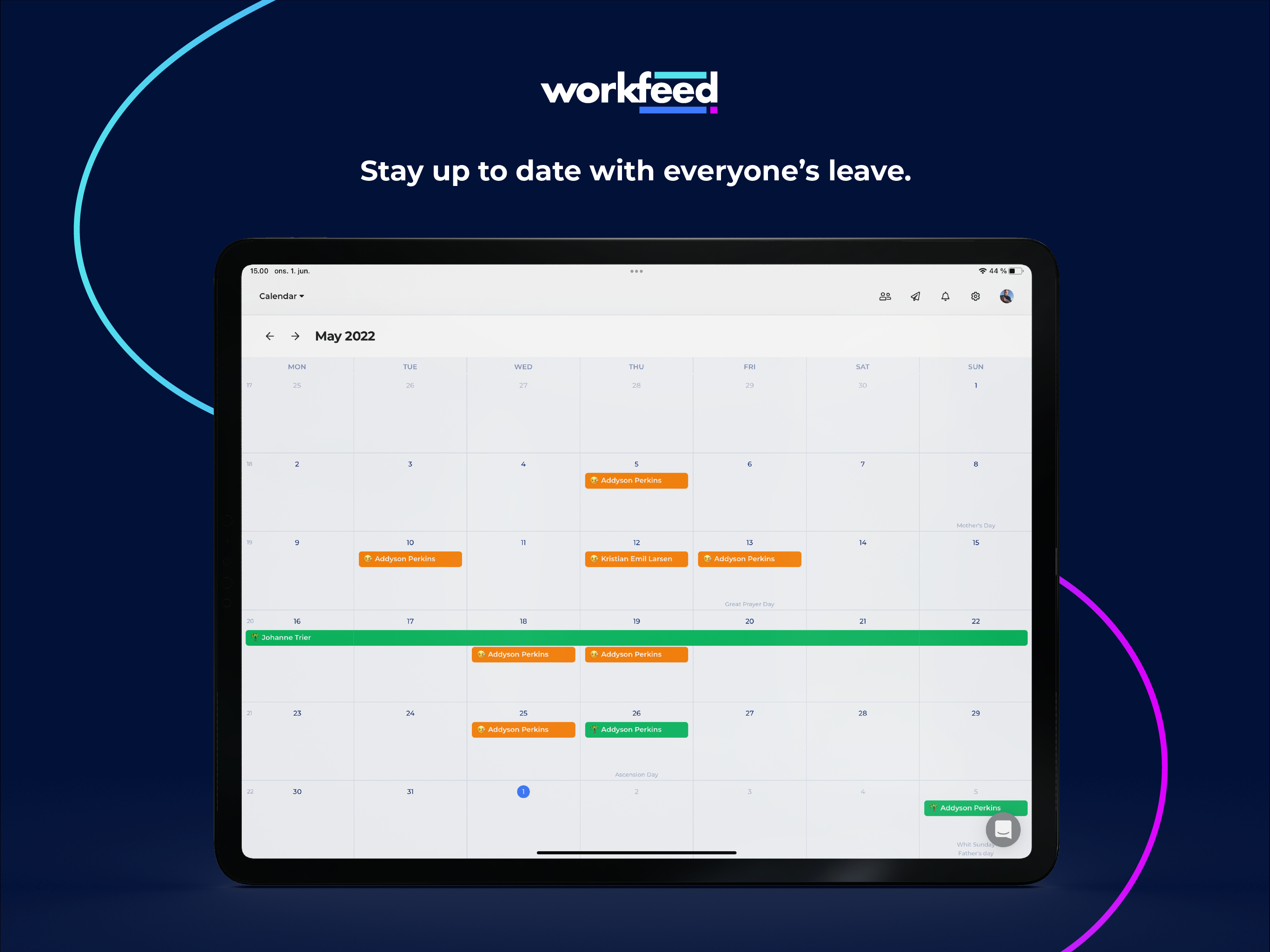 screenshot of Workfeed