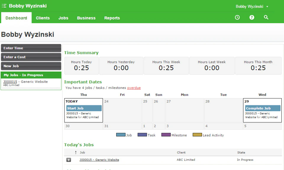 screenshot of WorkflowMax