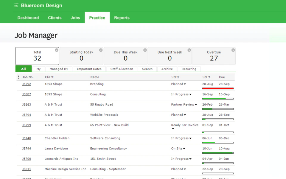screenshot of WorkflowMax