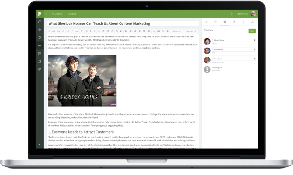 screenshot of Workflow