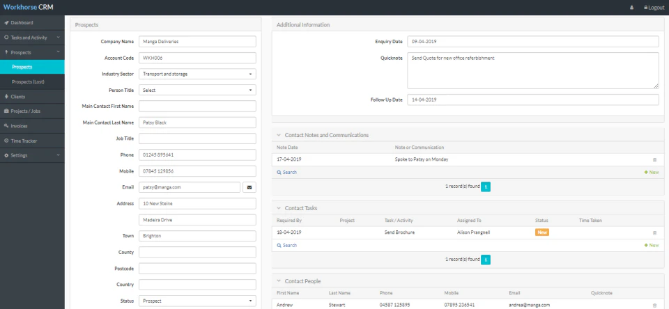 screenshot of Workhorse