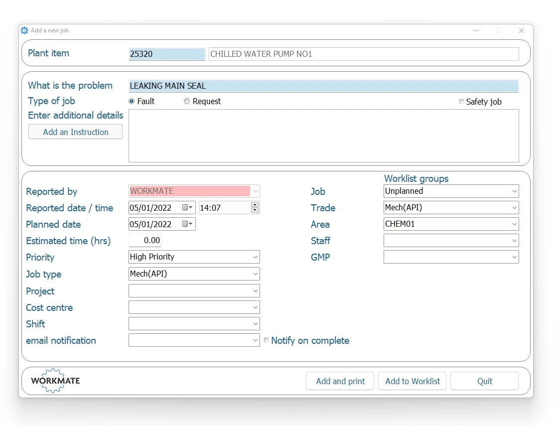 screenshot of Workmate