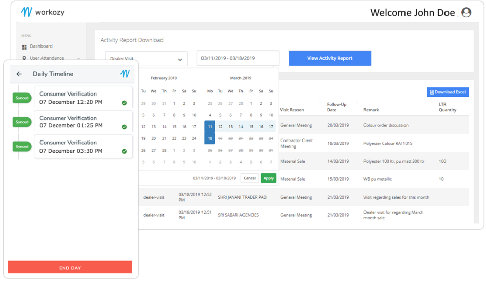 screenshot of Workozy