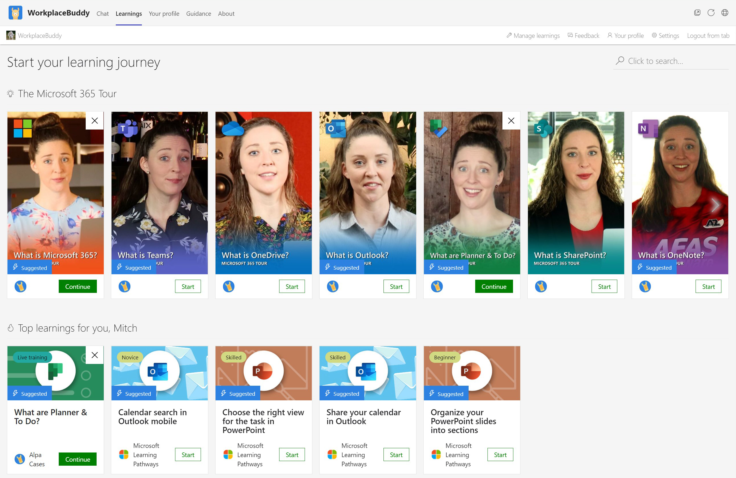 screenshot of WorkplaceBuddy