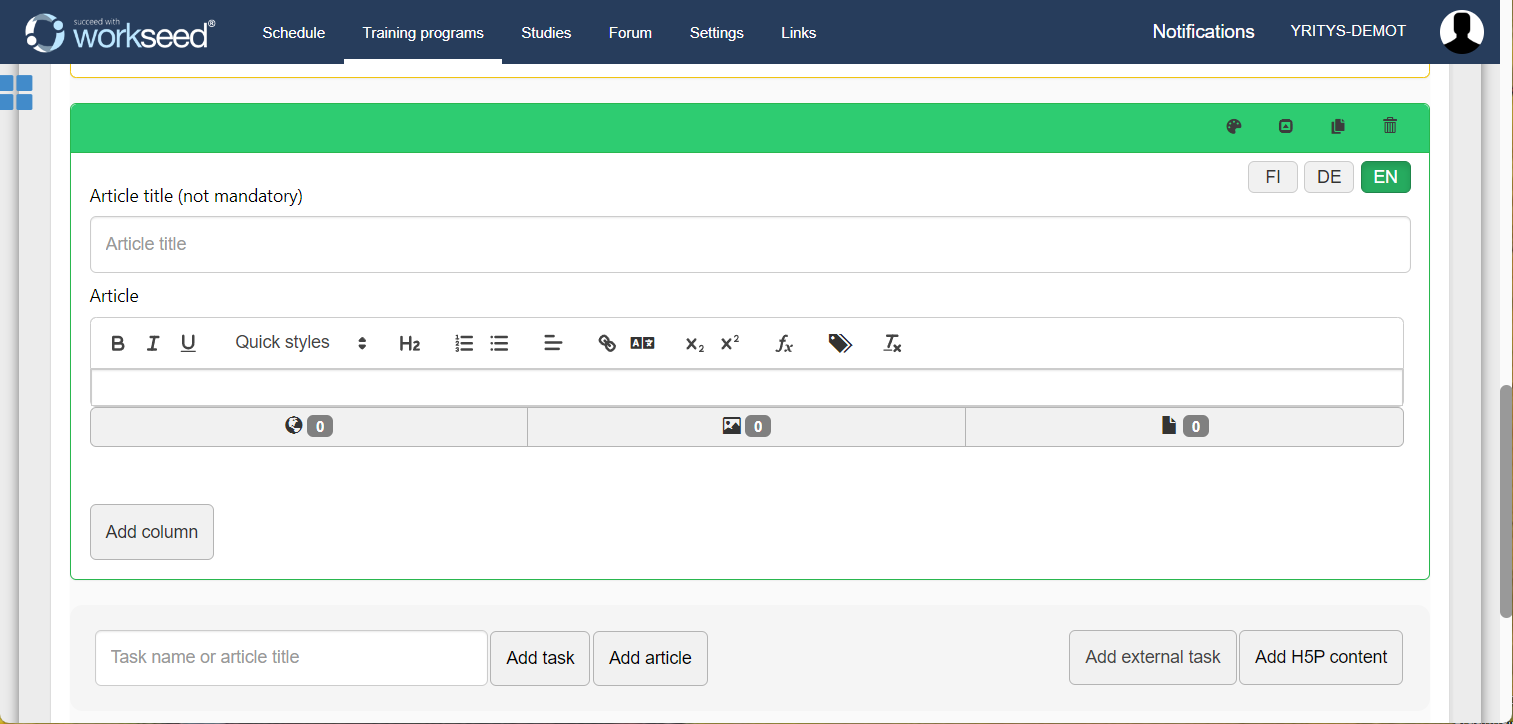 screenshot of Workseed