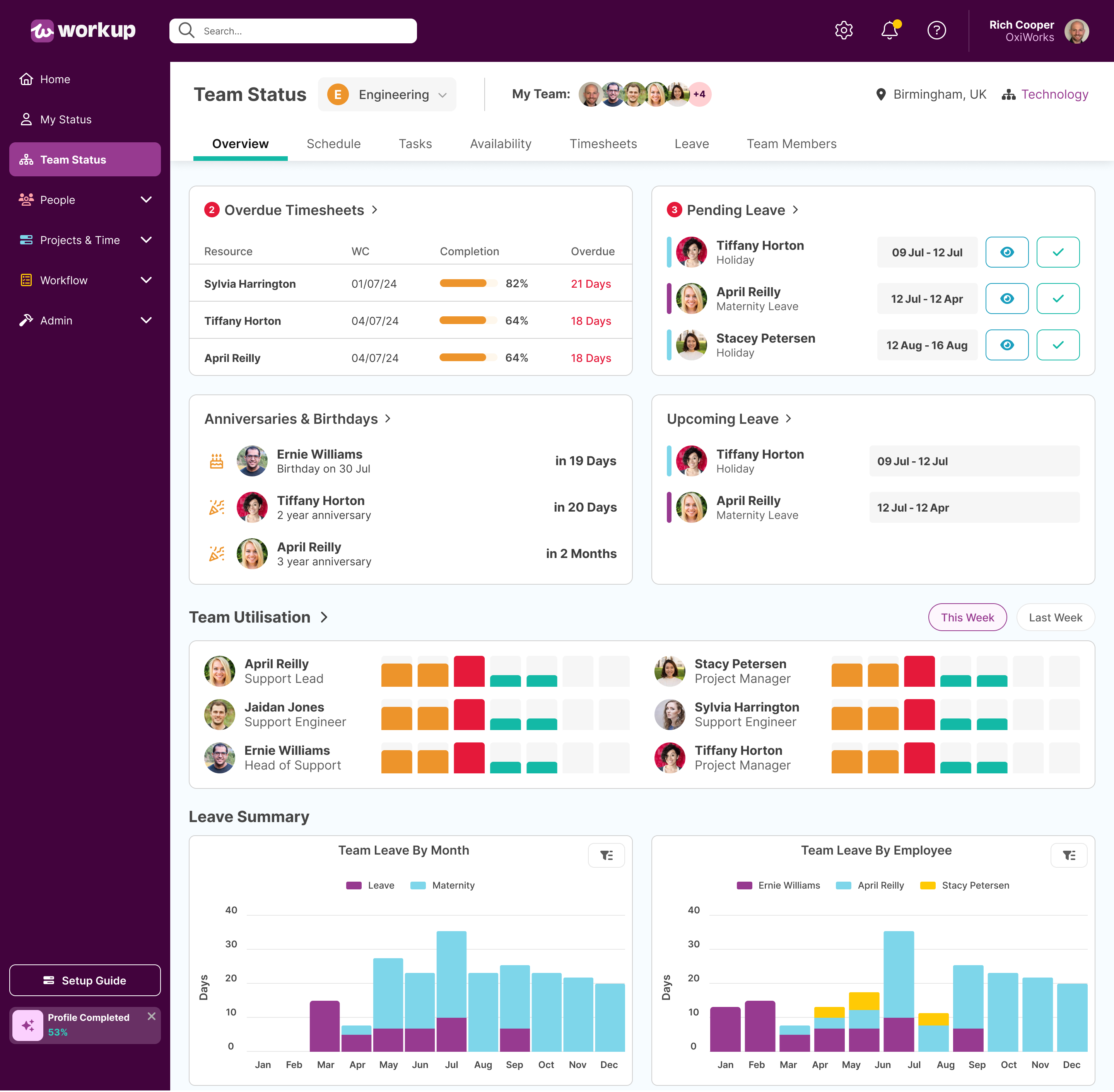 screenshot of Workup