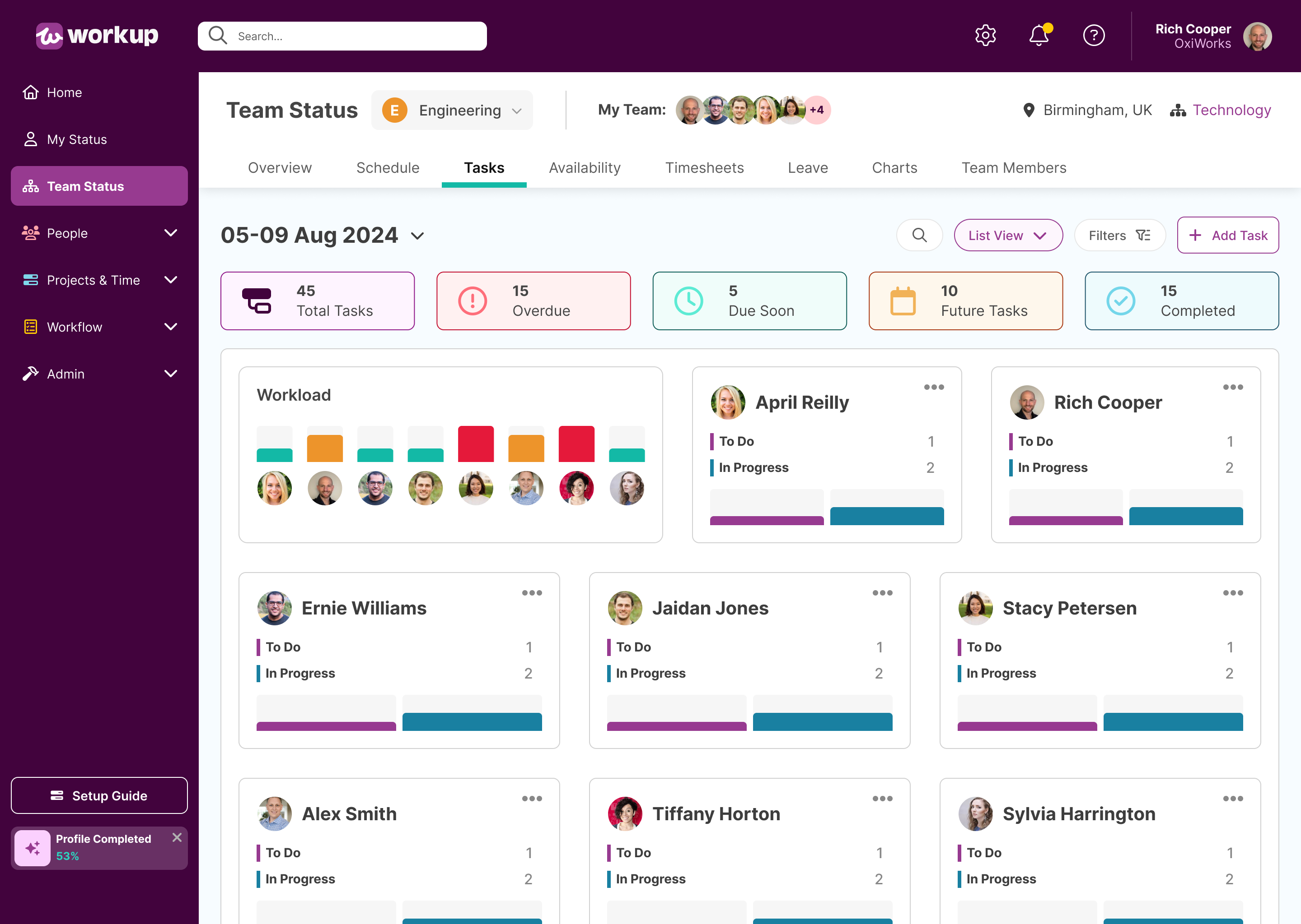 screenshot of Workup
