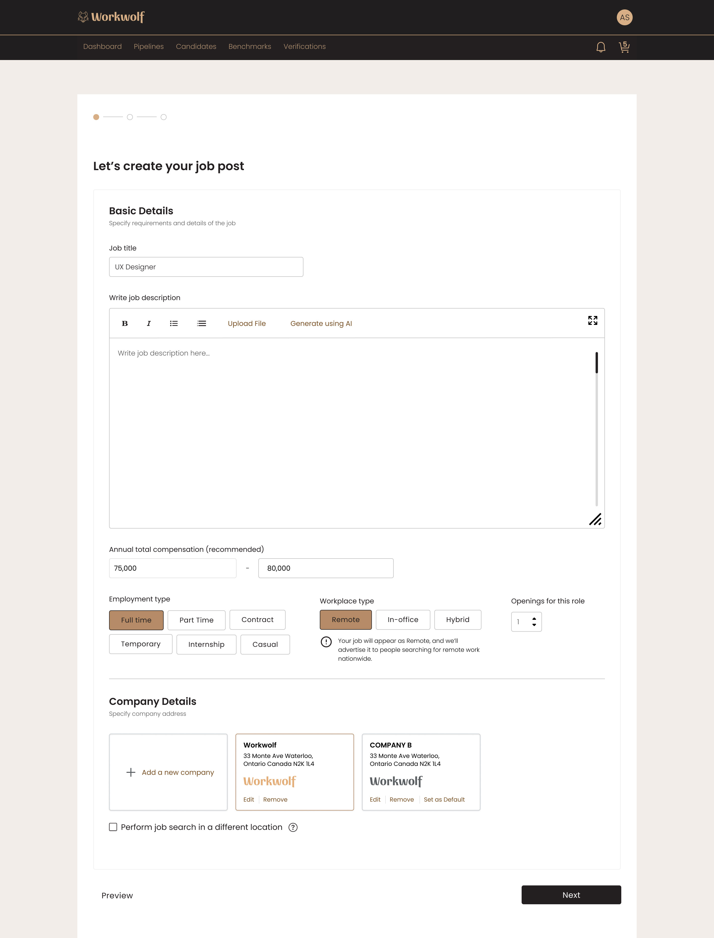 screenshot of Workwolf