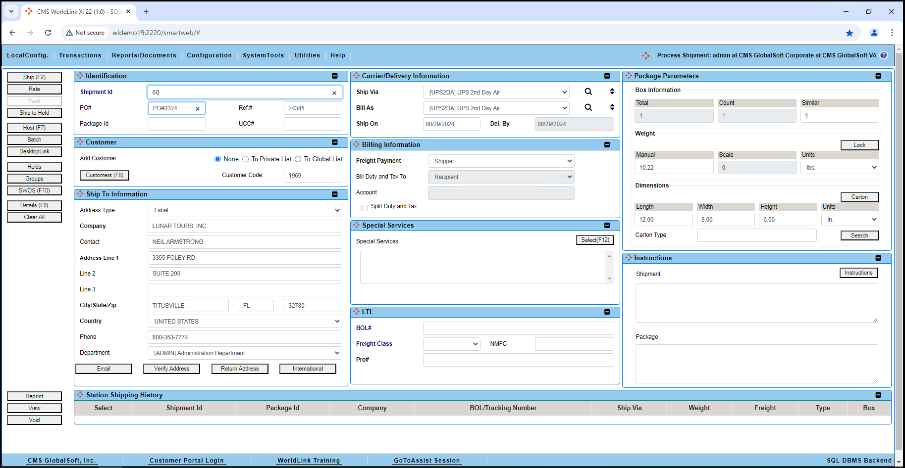 screenshot of WorldLink