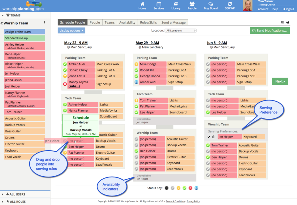 screenshot of WorshipPlanning.com