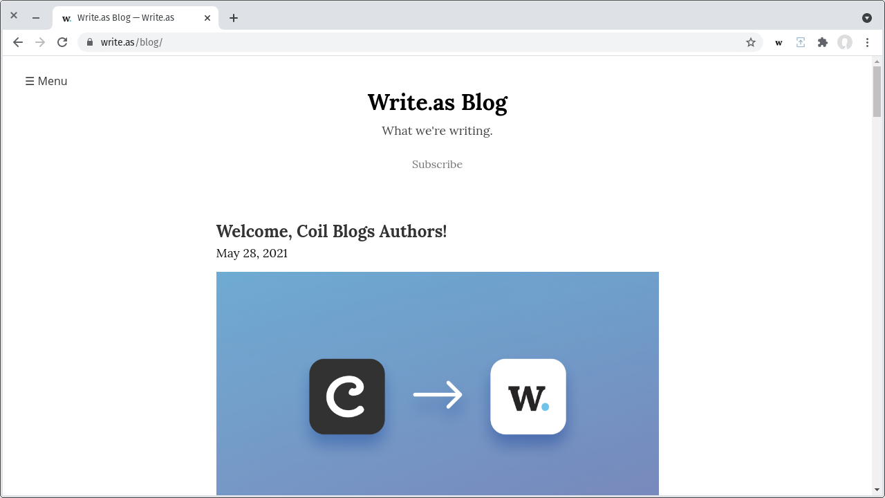 screenshot of Write.as