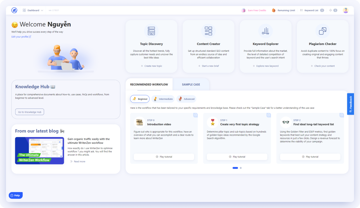 screenshot of WriterZen