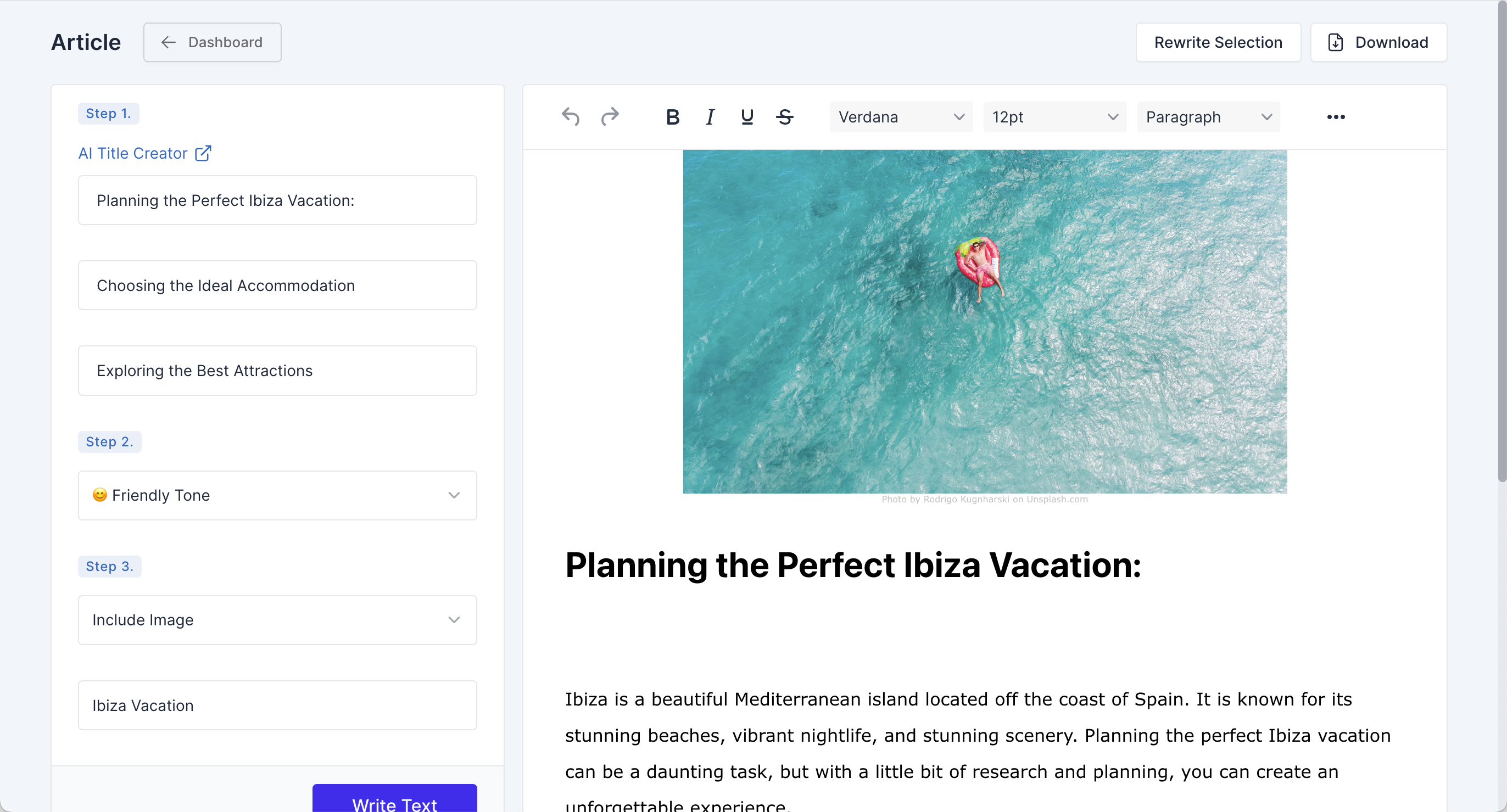 screenshot of Writeseed