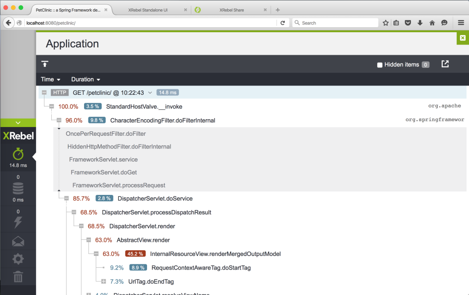 screenshot of XRebel