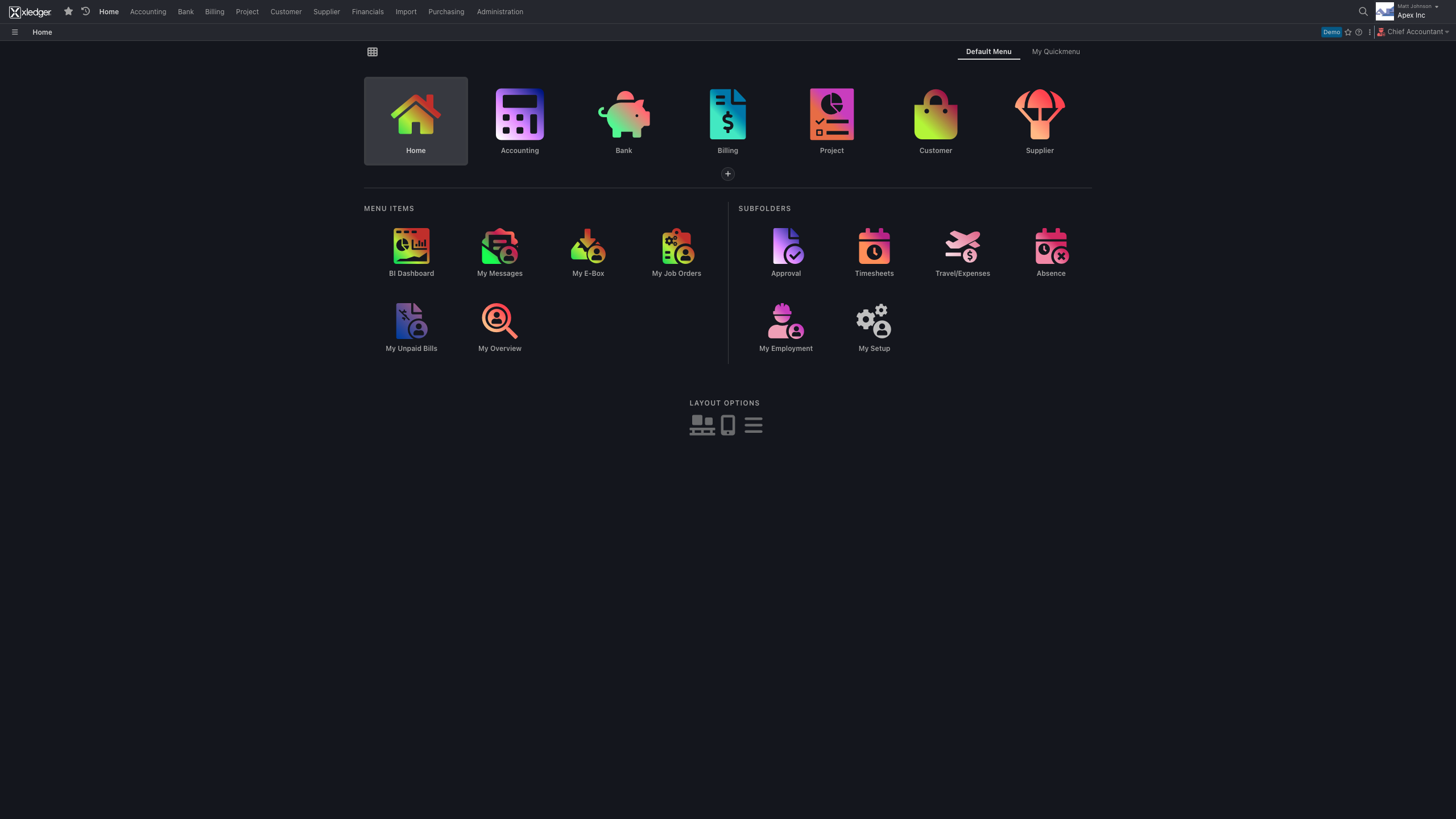 screenshot of Xledger