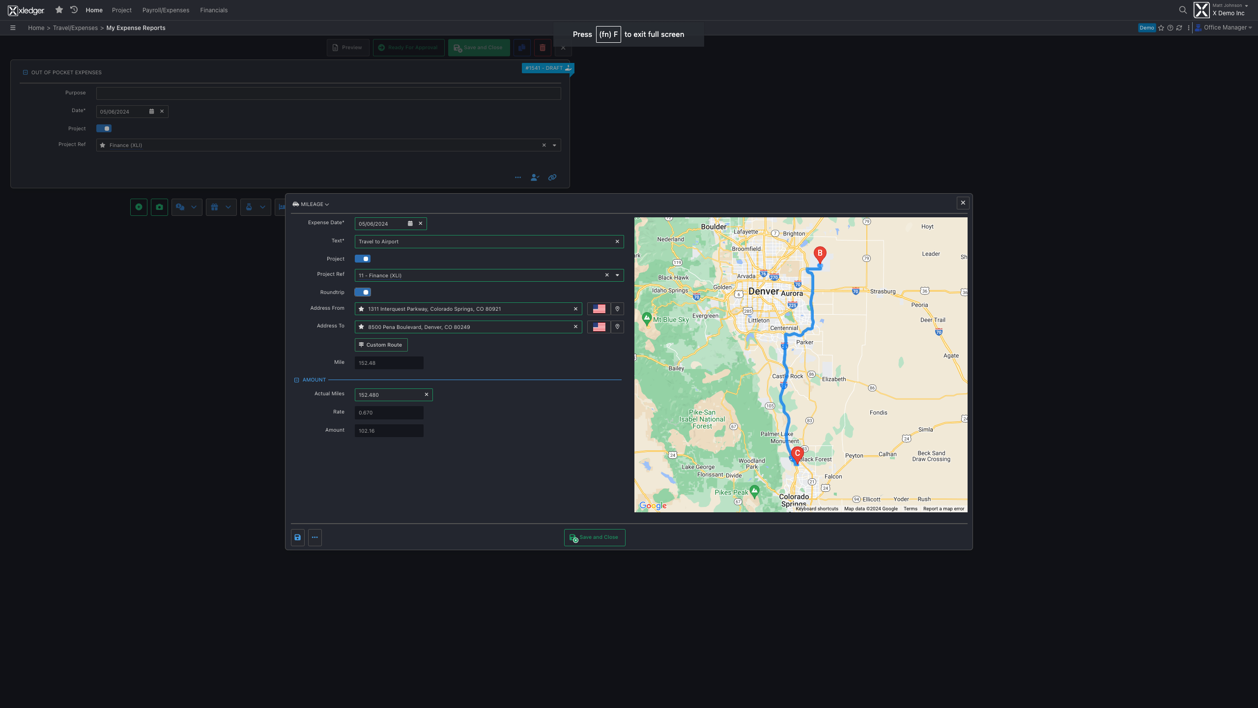 screenshot of Xledger