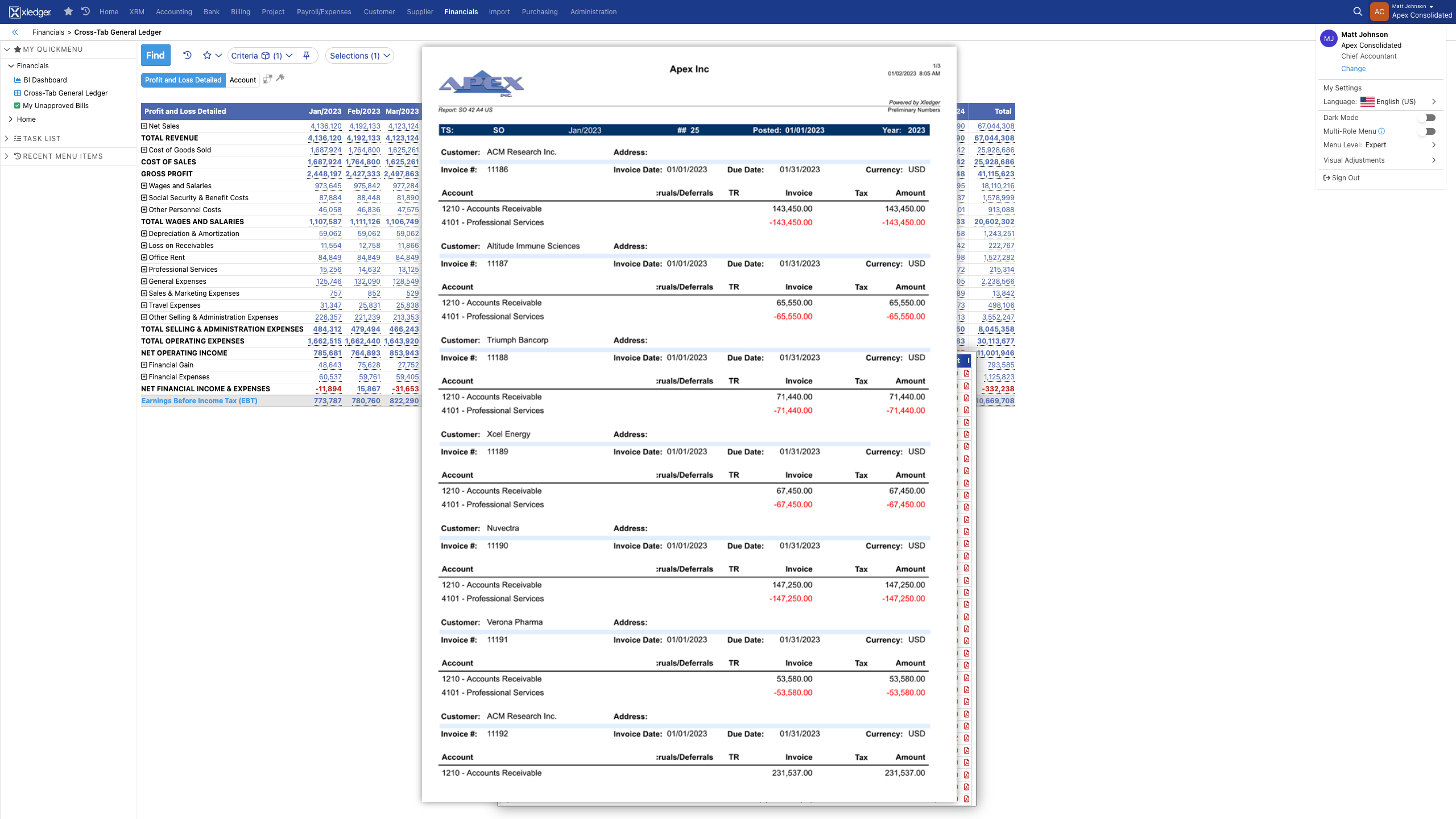 screenshot of Xledger
