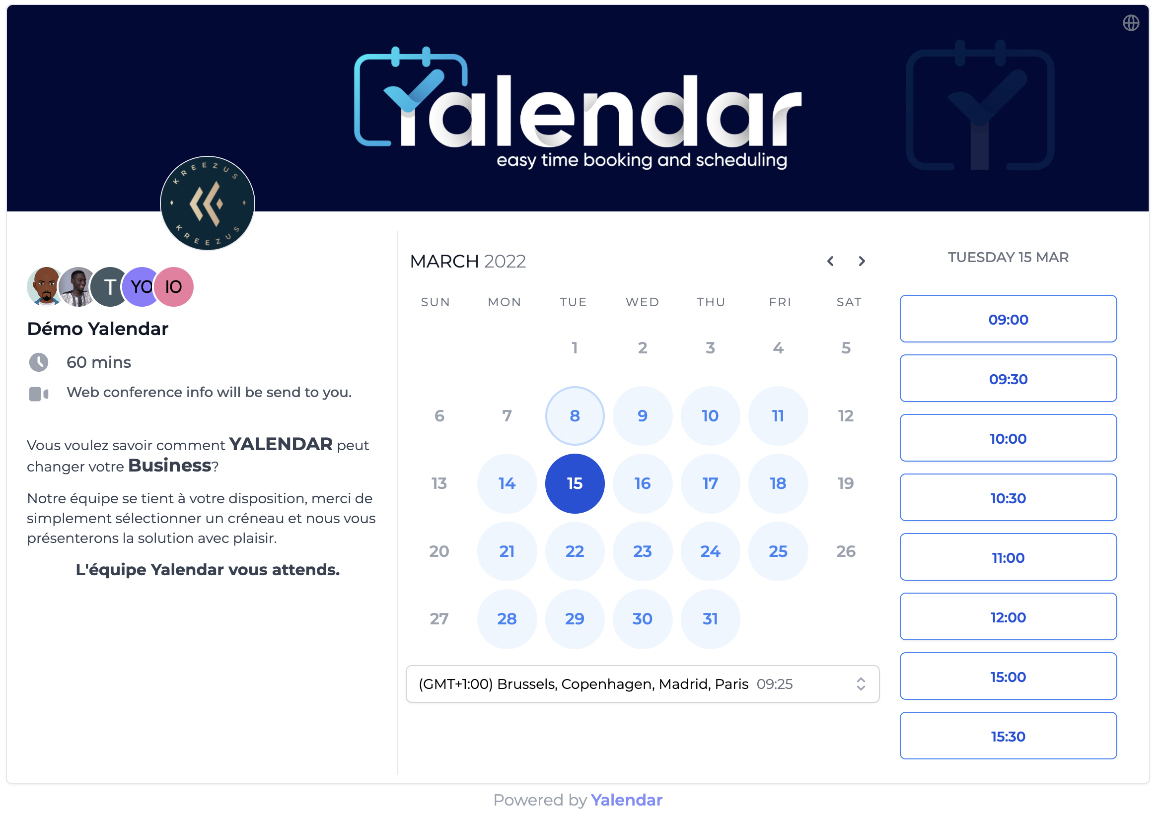 screenshot of Yalendar