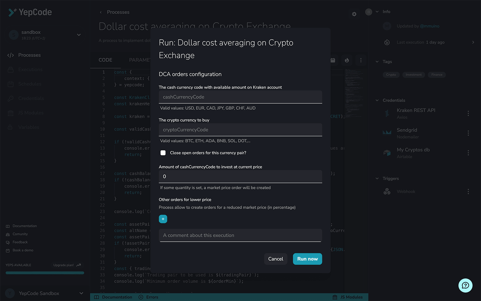 screenshot of YepCode