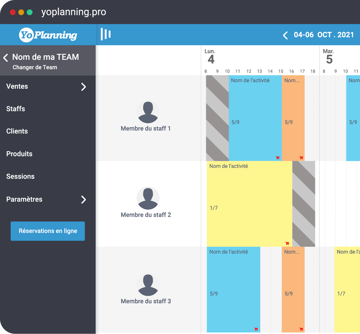 screenshot of Yoplanning