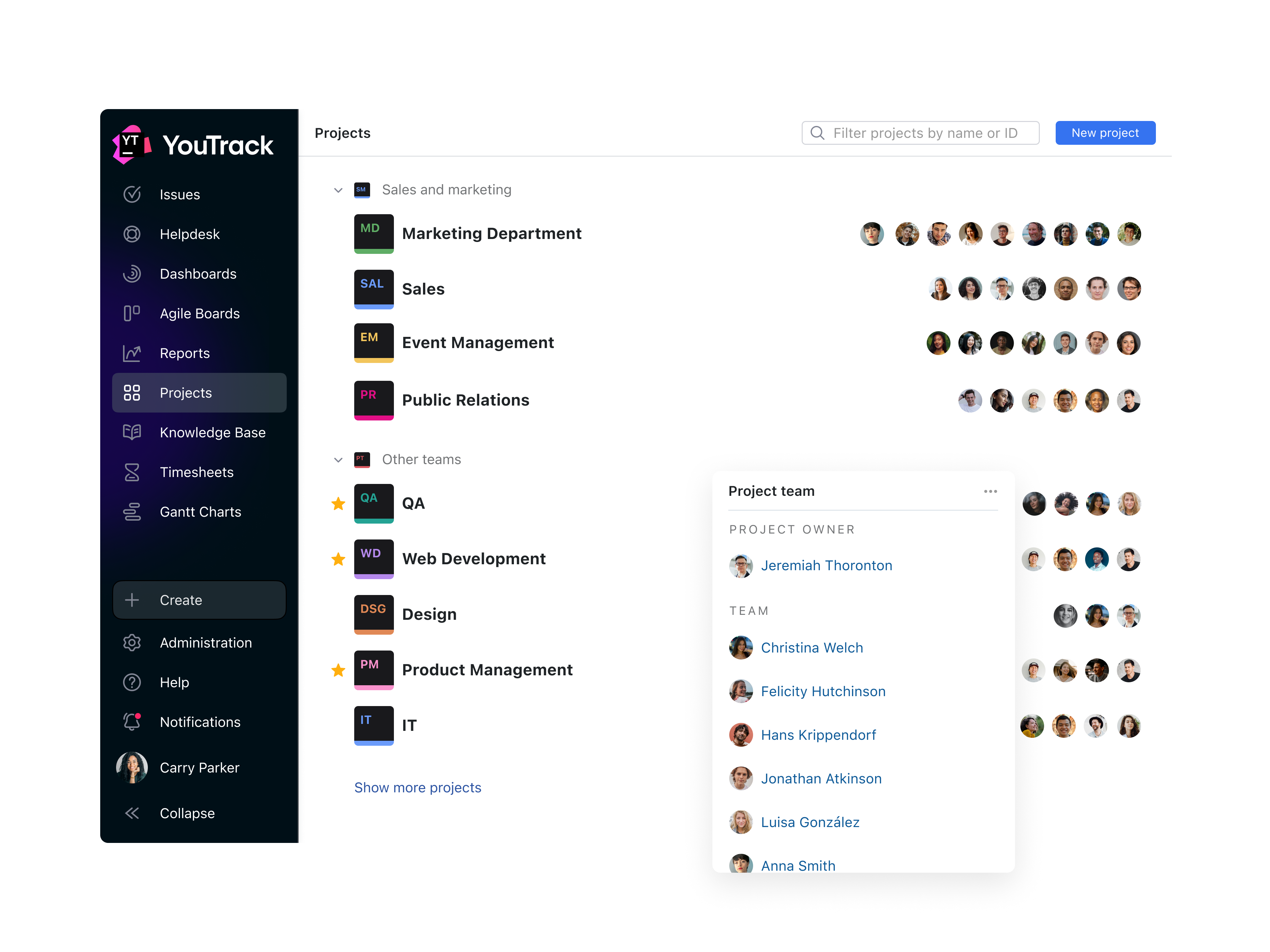 screenshot of YouTrack