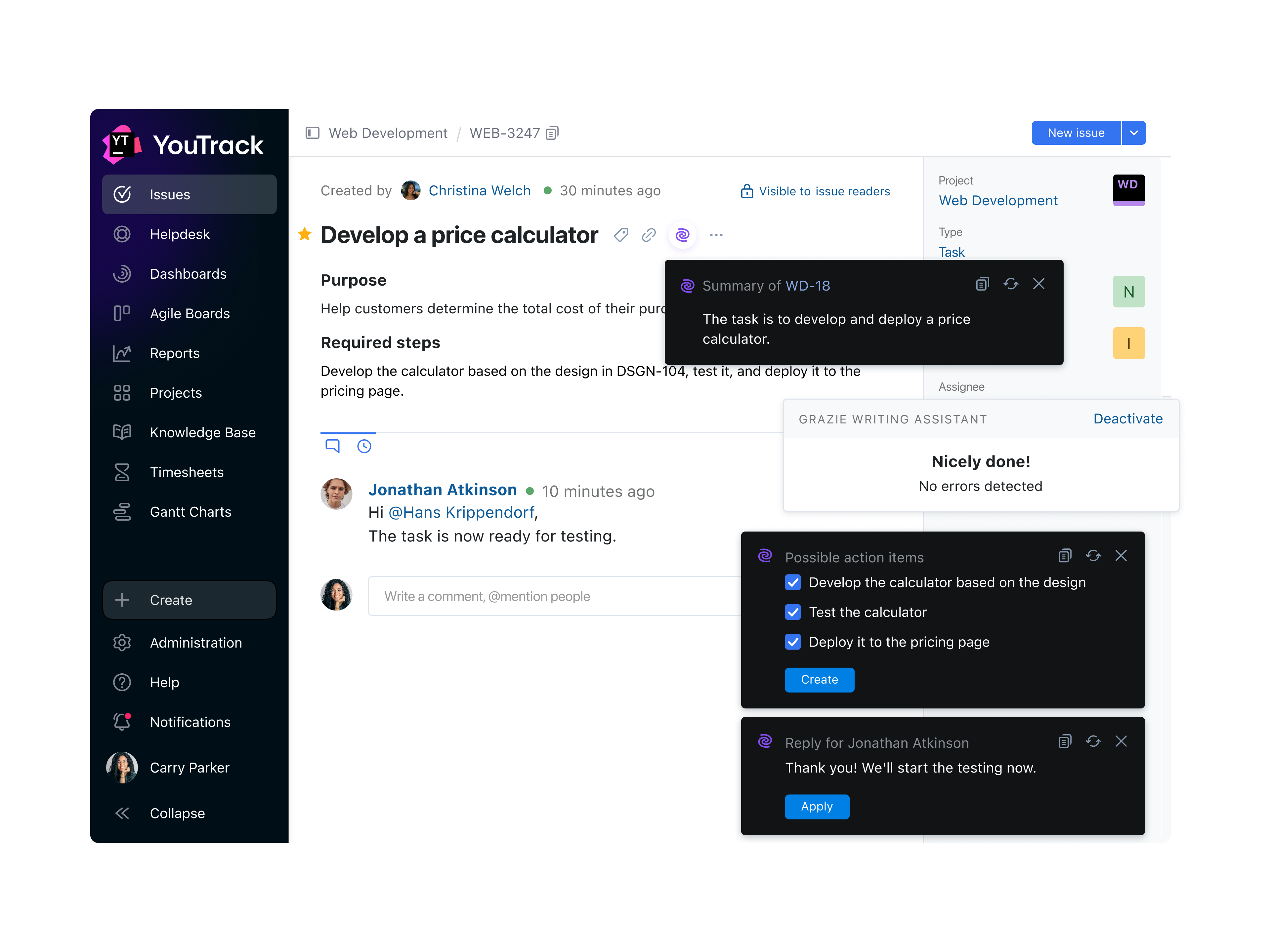 screenshot of YouTrack
