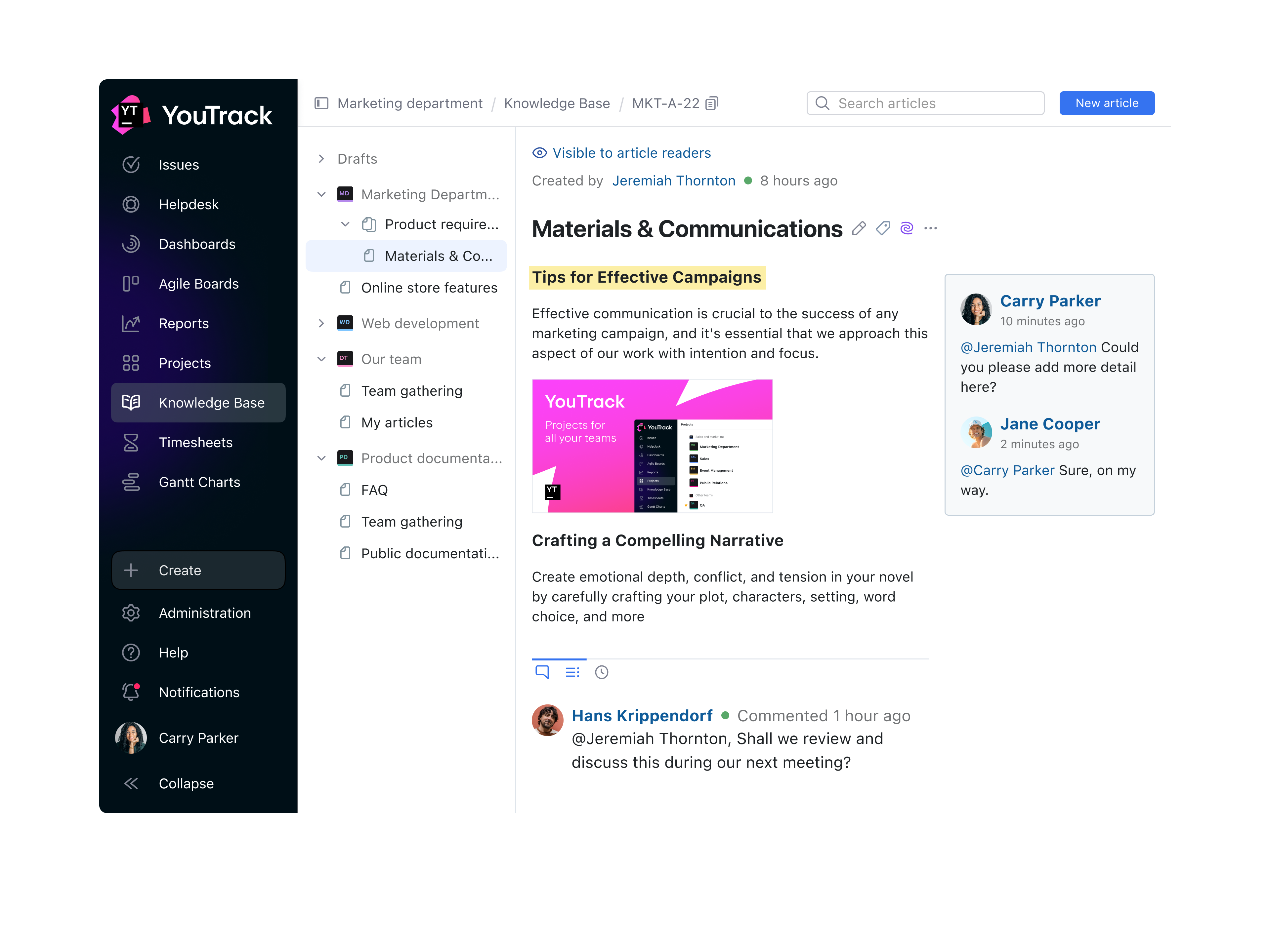 screenshot of YouTrack