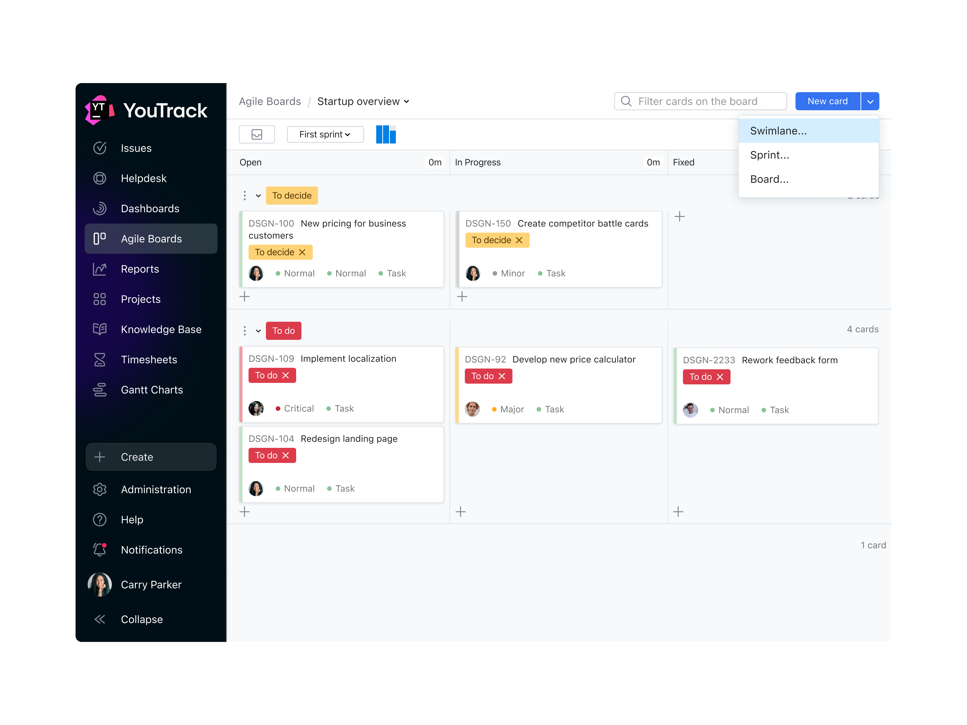 screenshot of YouTrack