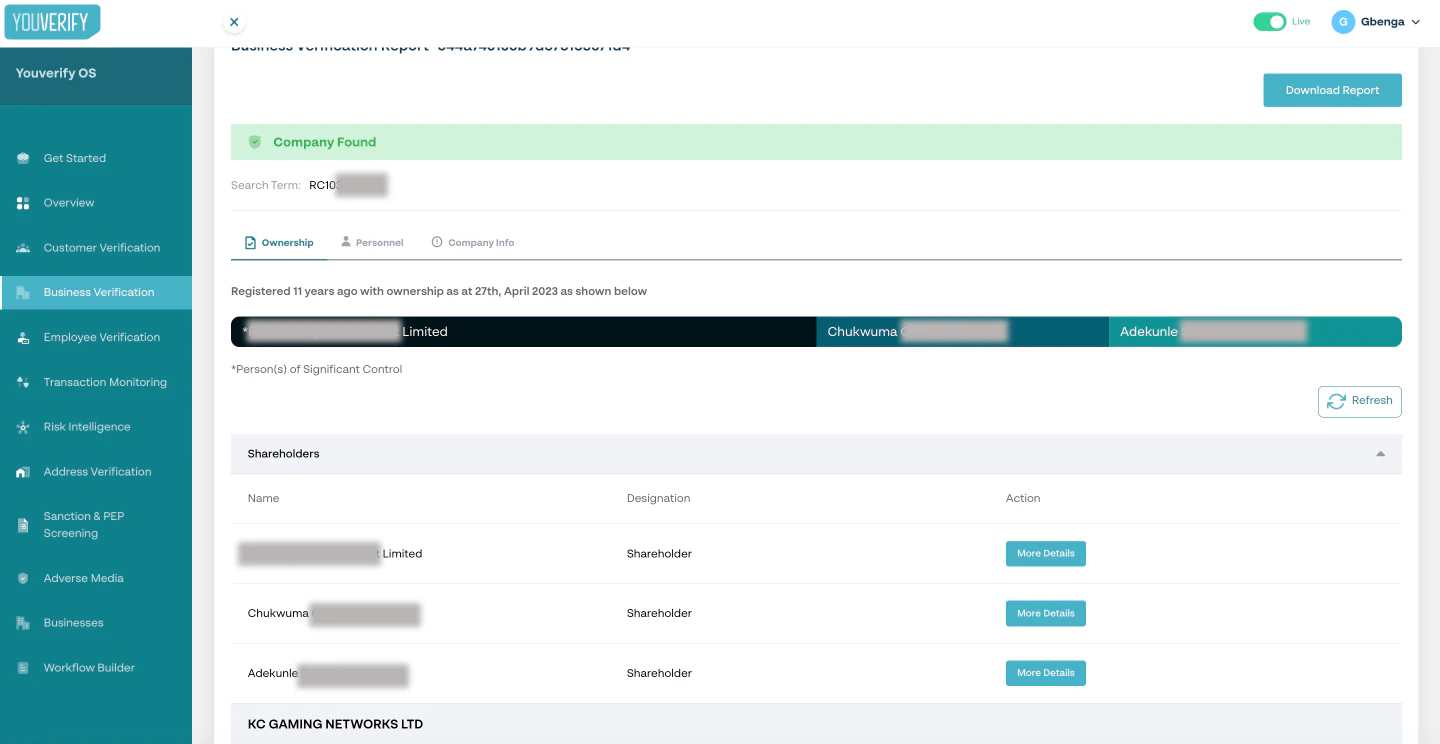 screenshot of YouVerify