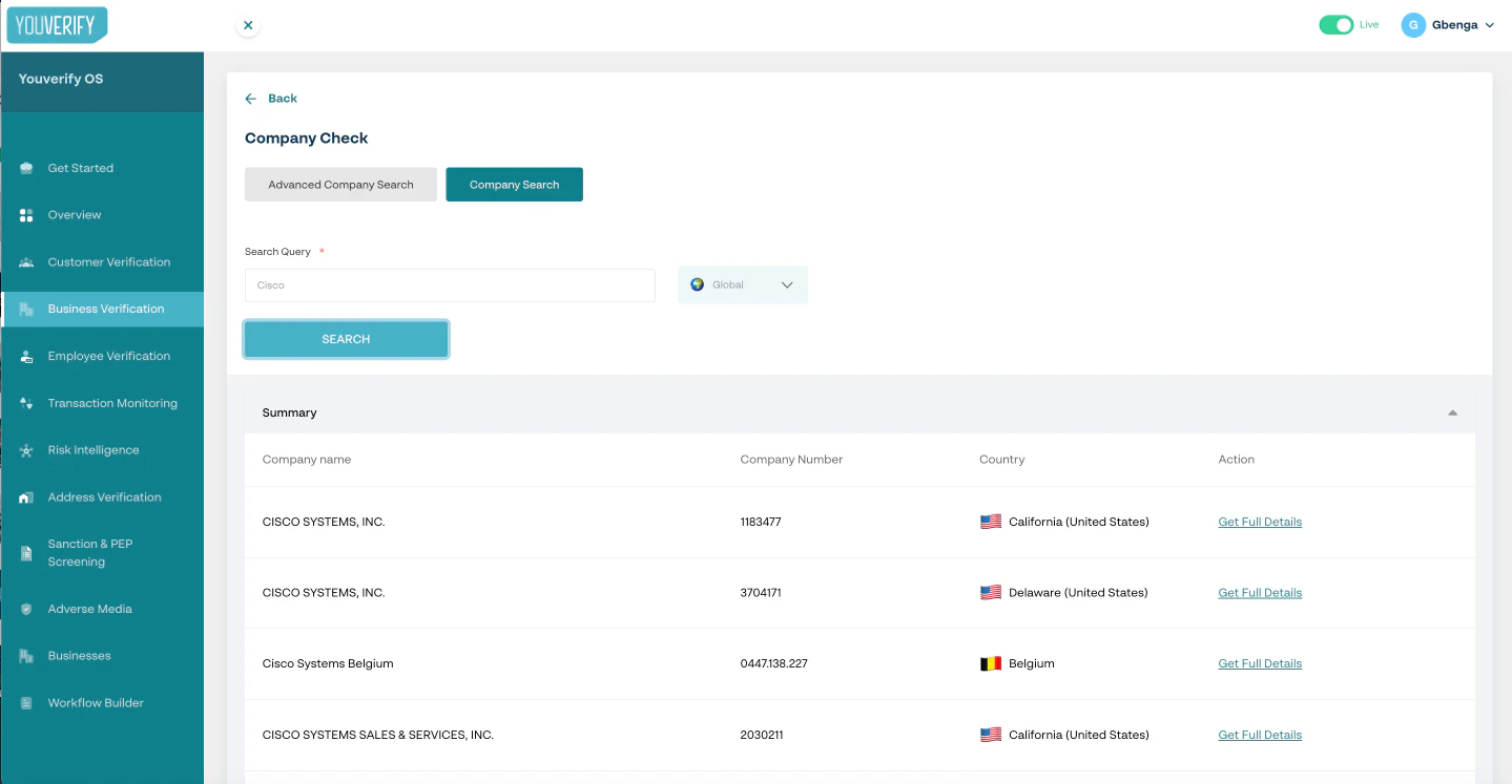 screenshot of YouVerify