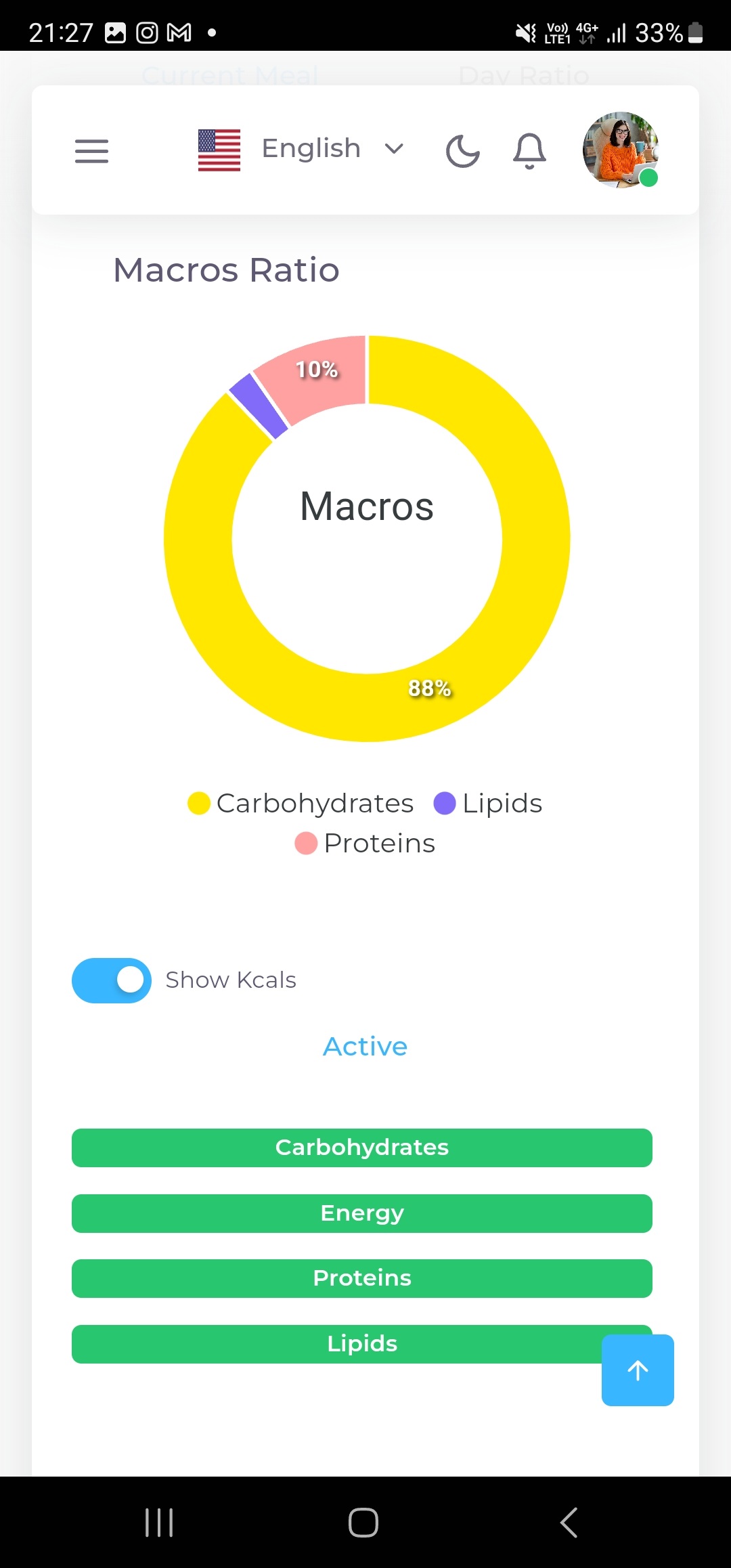 screenshot of YourNutri