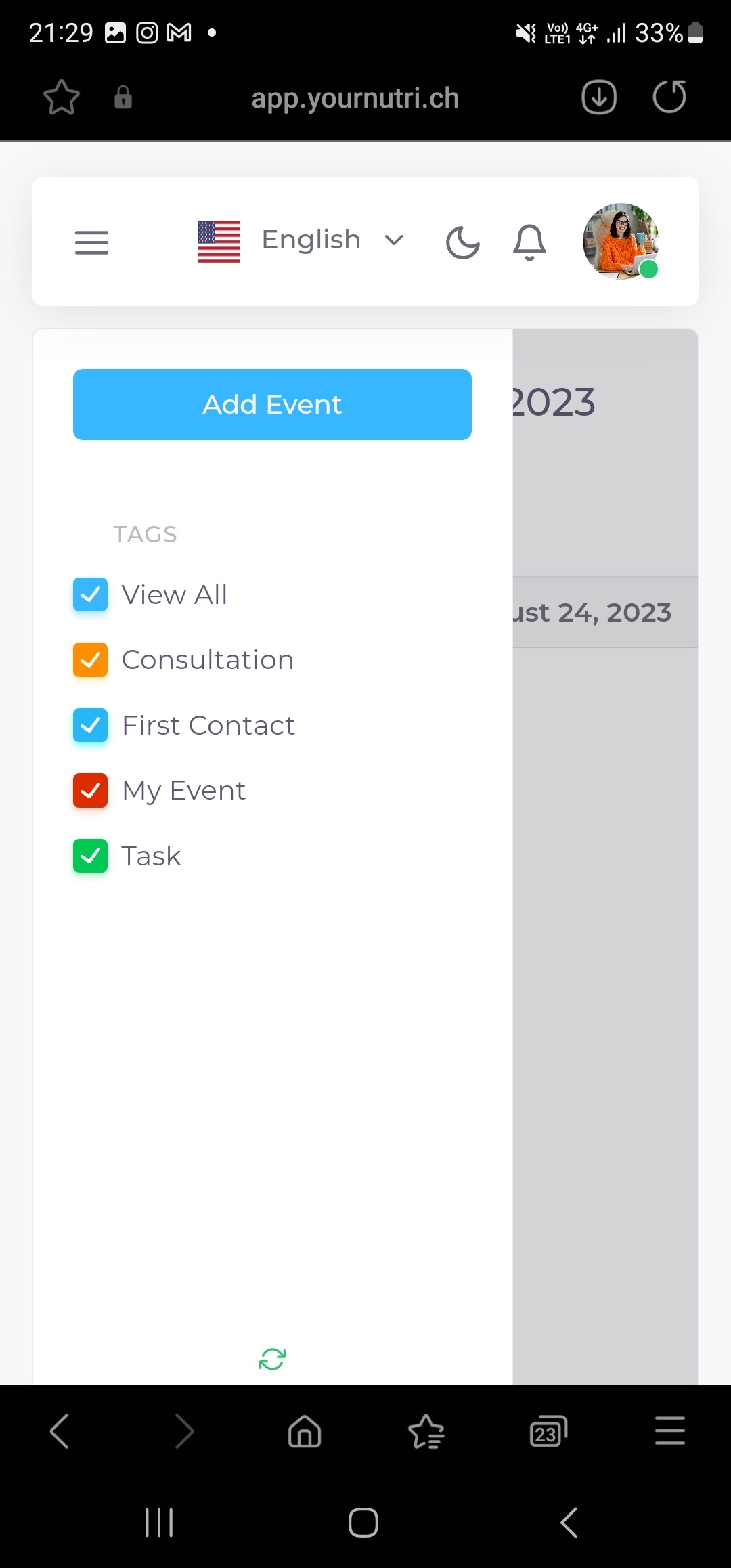 screenshot of YourNutri