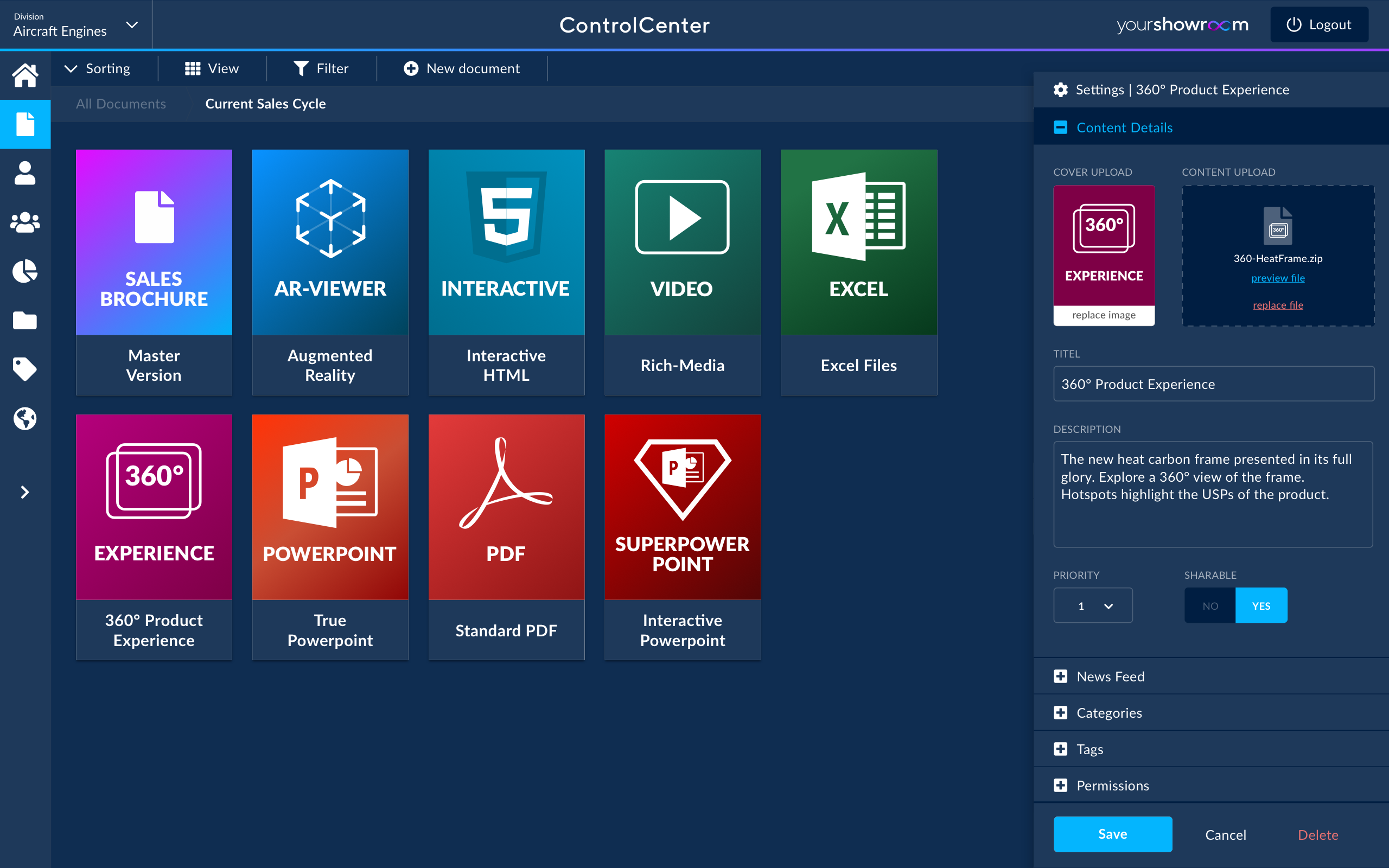 screenshot of YourShowroom