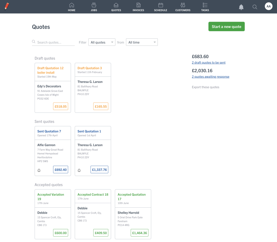 screenshot of YourTradebase