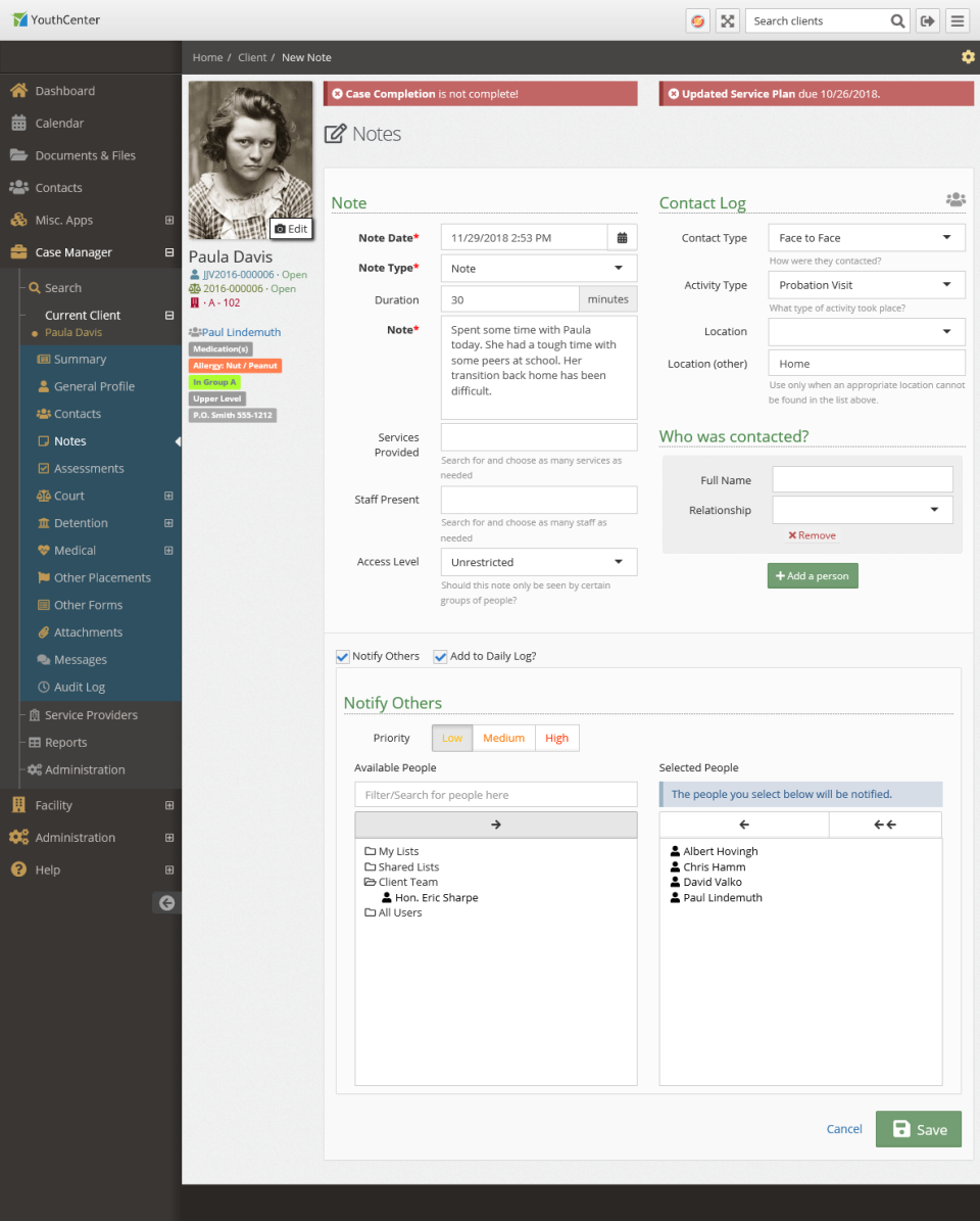 screenshot of YouthCenter
