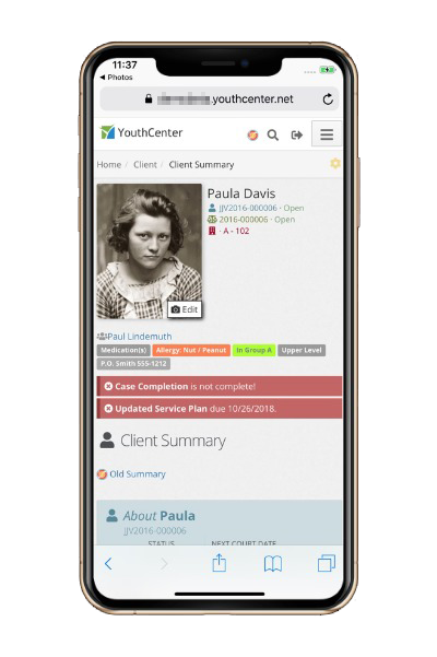 screenshot of YouthCenter