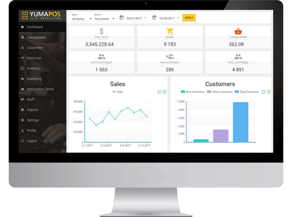 screenshot of YumaPOS