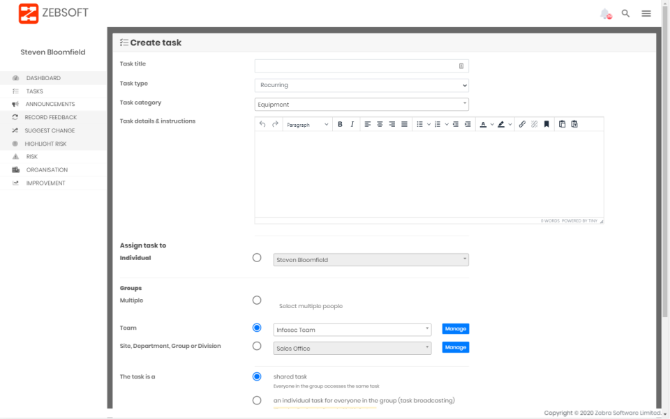 screenshot of ZEBSOFT