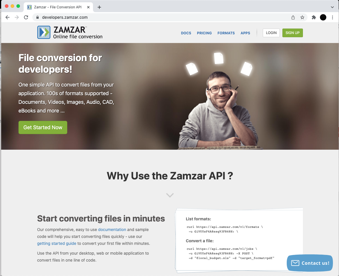 screenshot of Zamzar