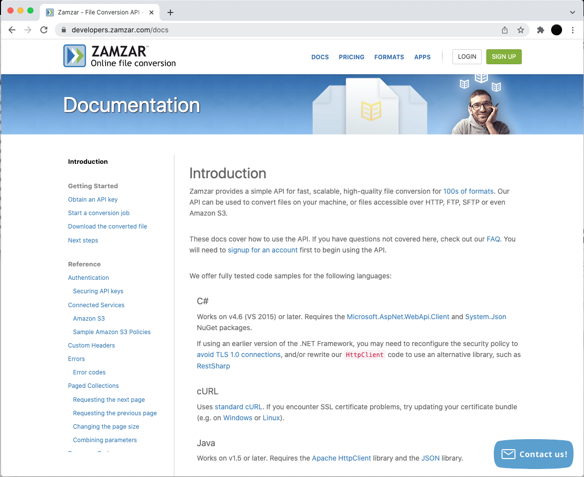 screenshot of Zamzar