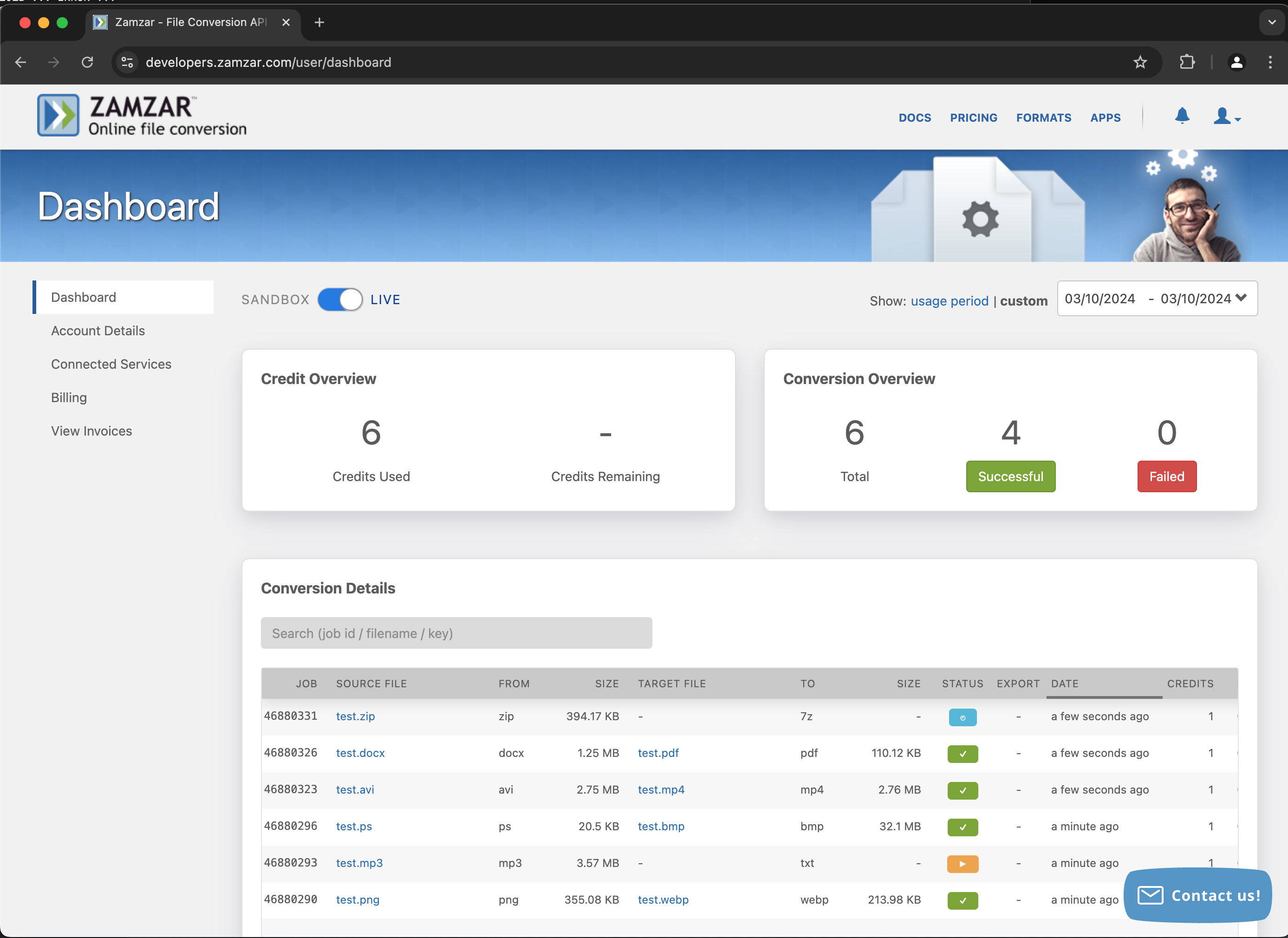screenshot of Zamzar
