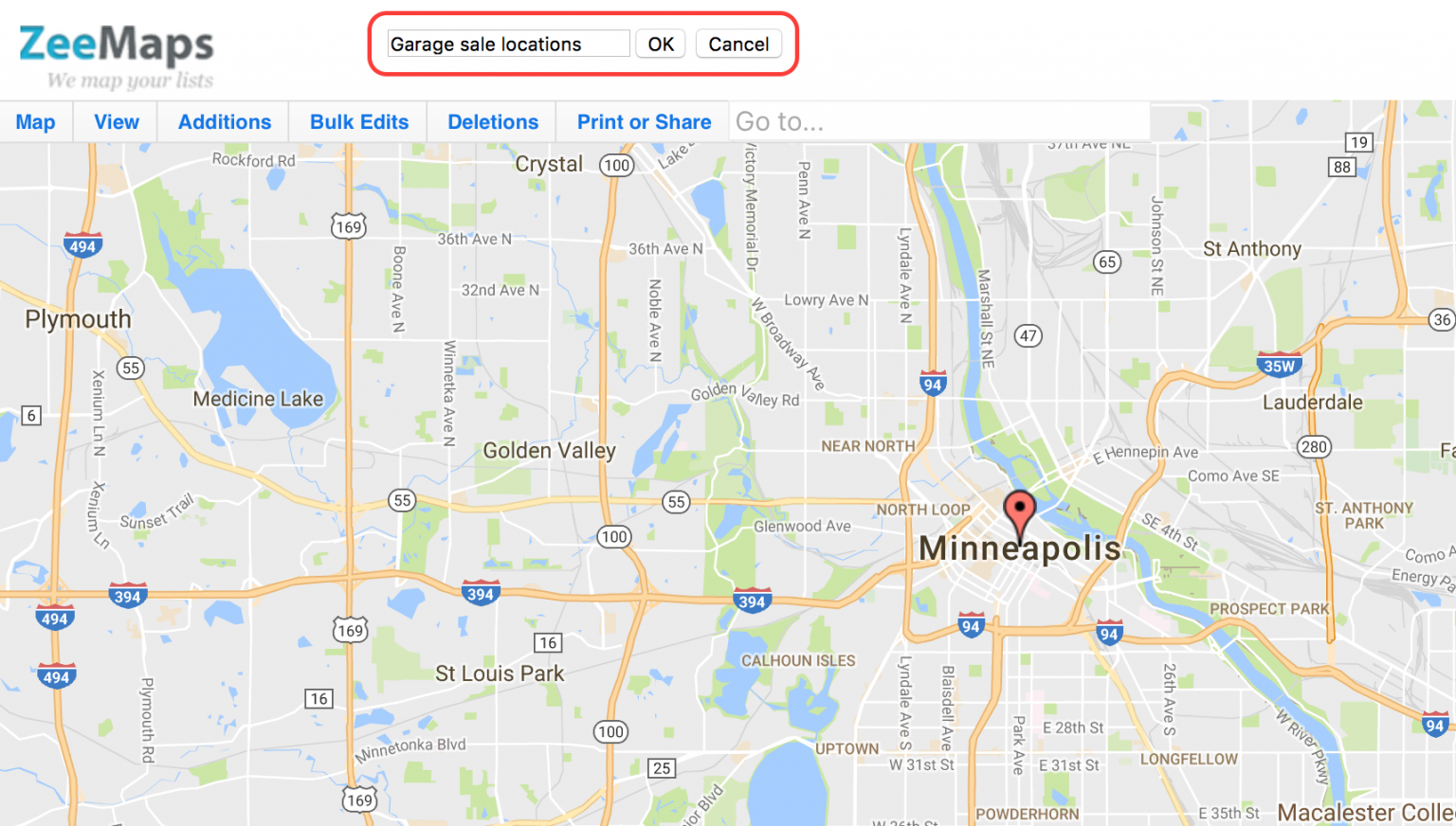 screenshot of ZeeMaps