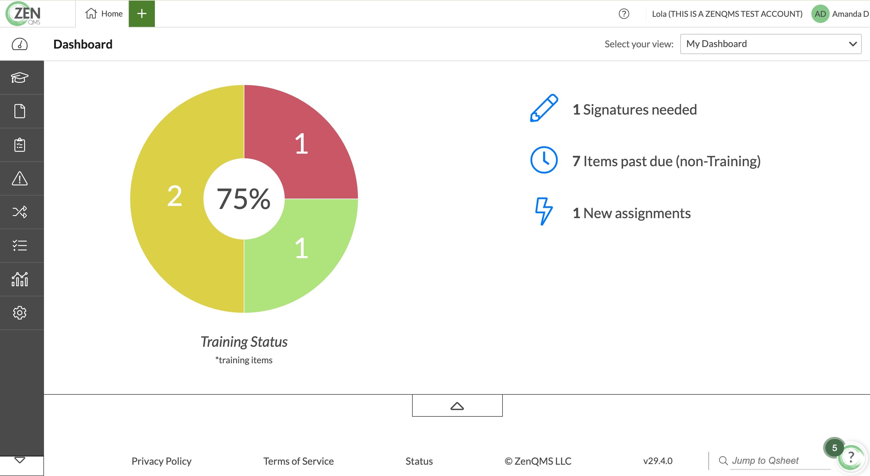 screenshot of ZenQMS