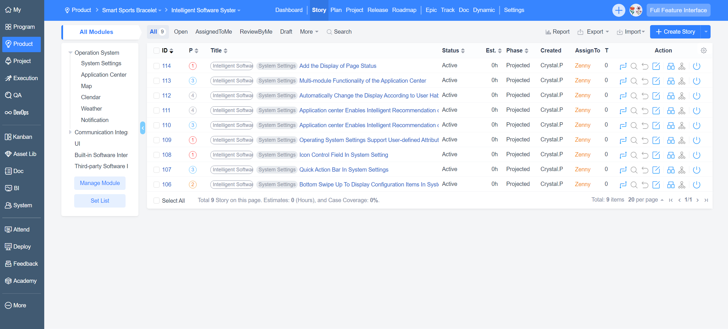 screenshot of ZenTao