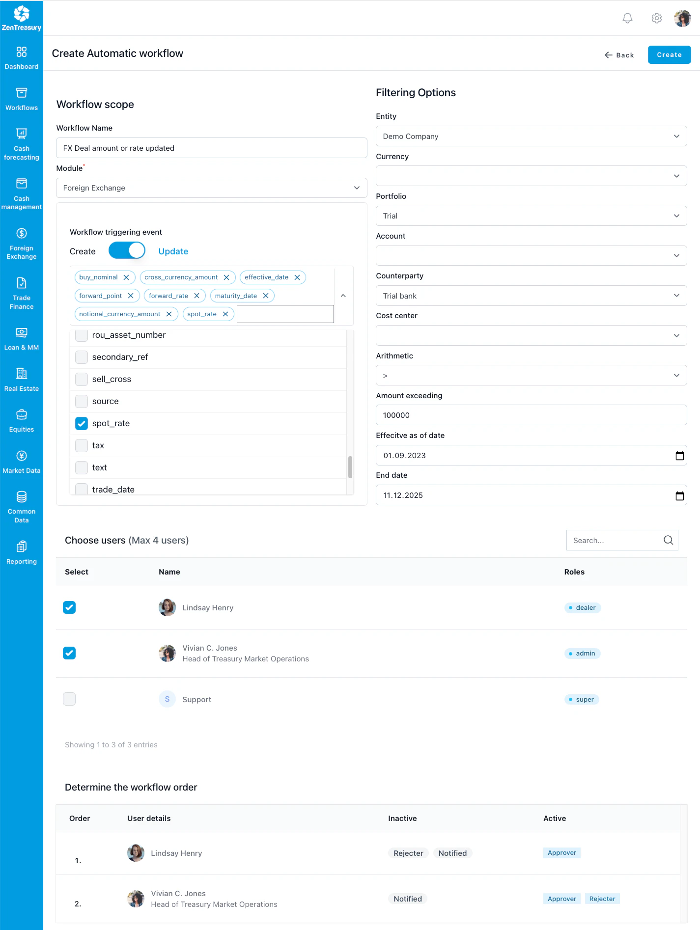 screenshot of ZenTreasury