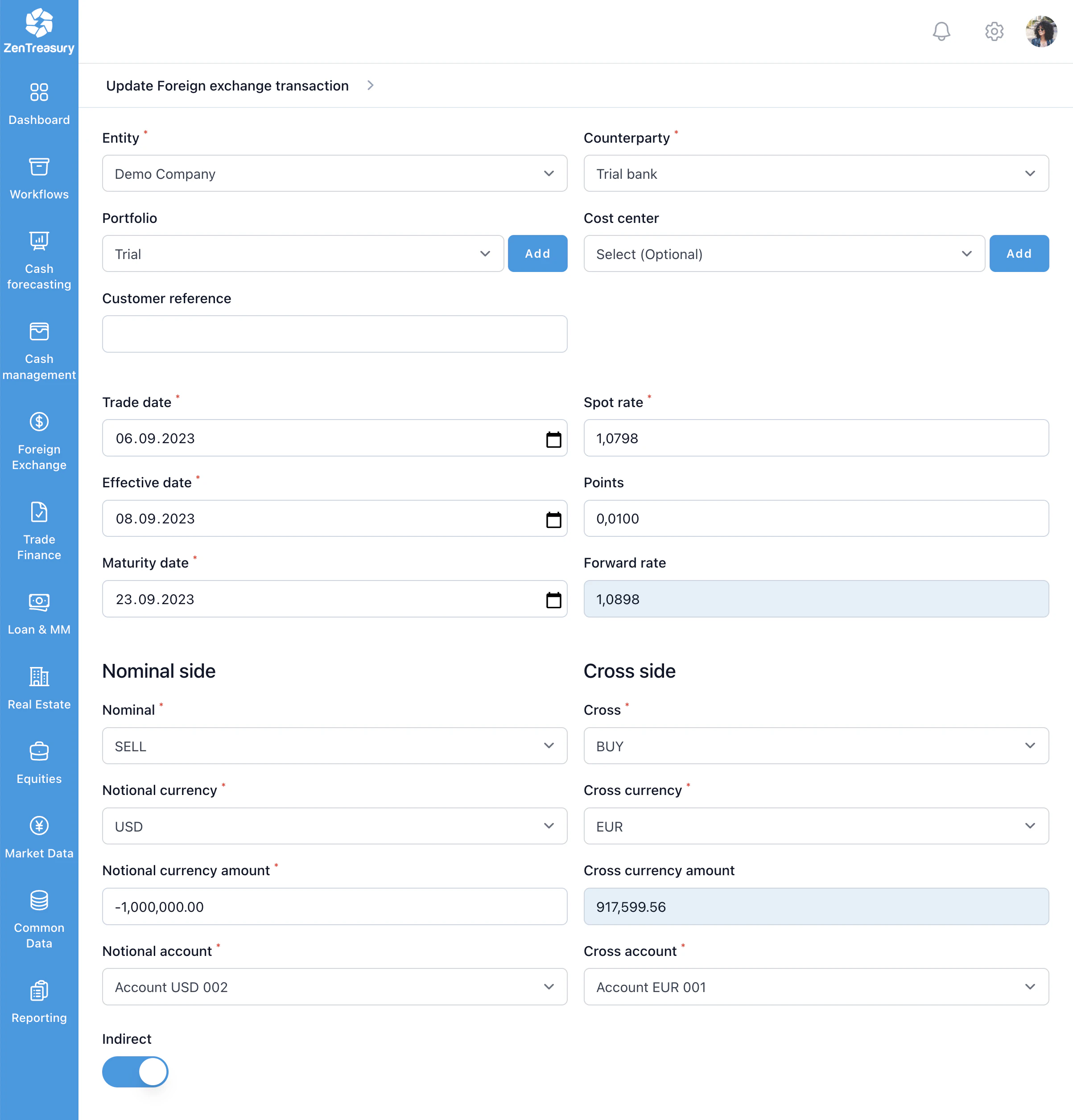 screenshot of ZenTreasury